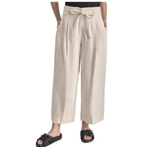 DKNY Wide-Leg, High-Waist Belted Pants | Womens sz 16, Parchment NWT